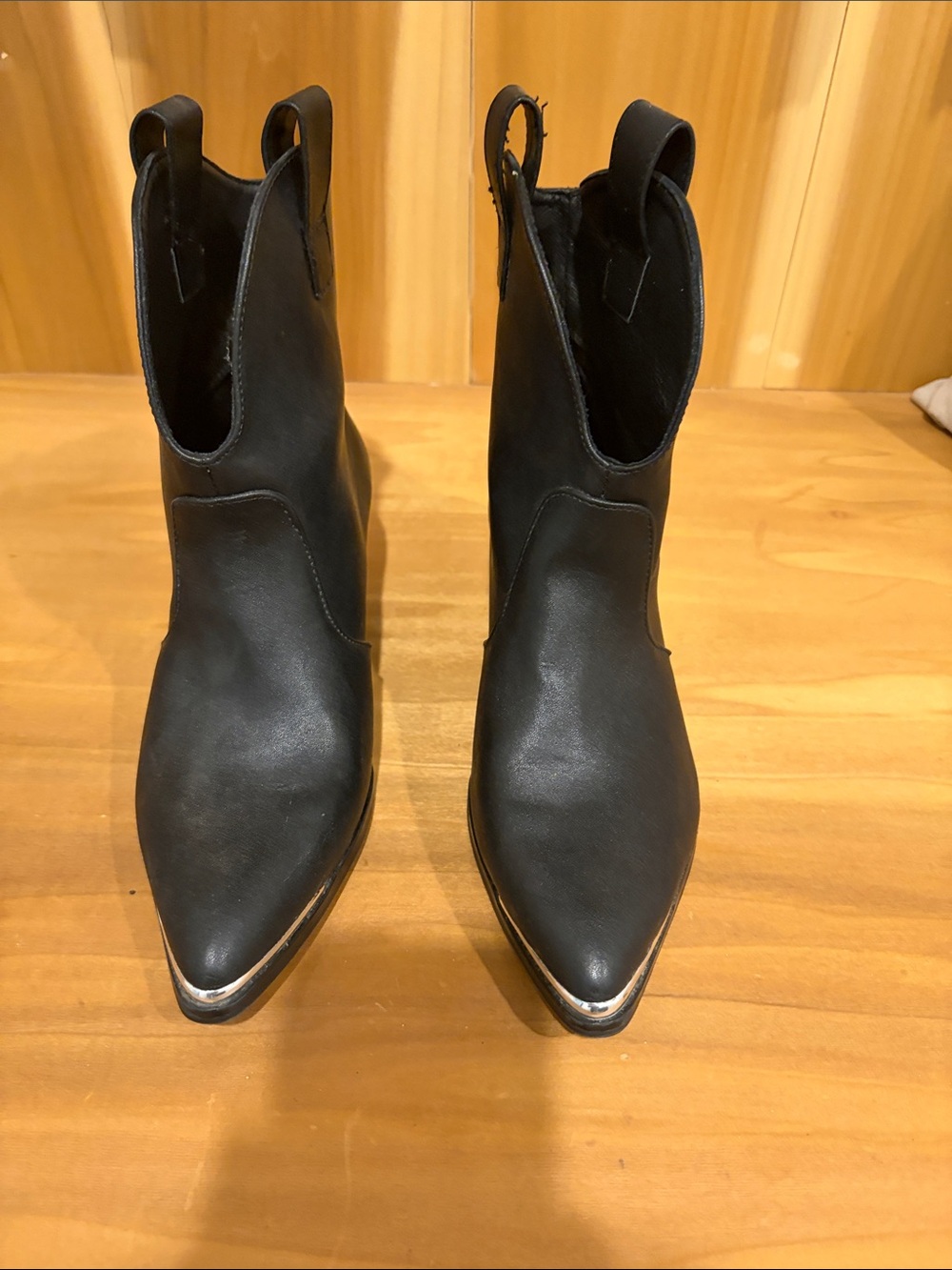 Target Black Pointed Toe Ankle Booties with Metallic Accent
